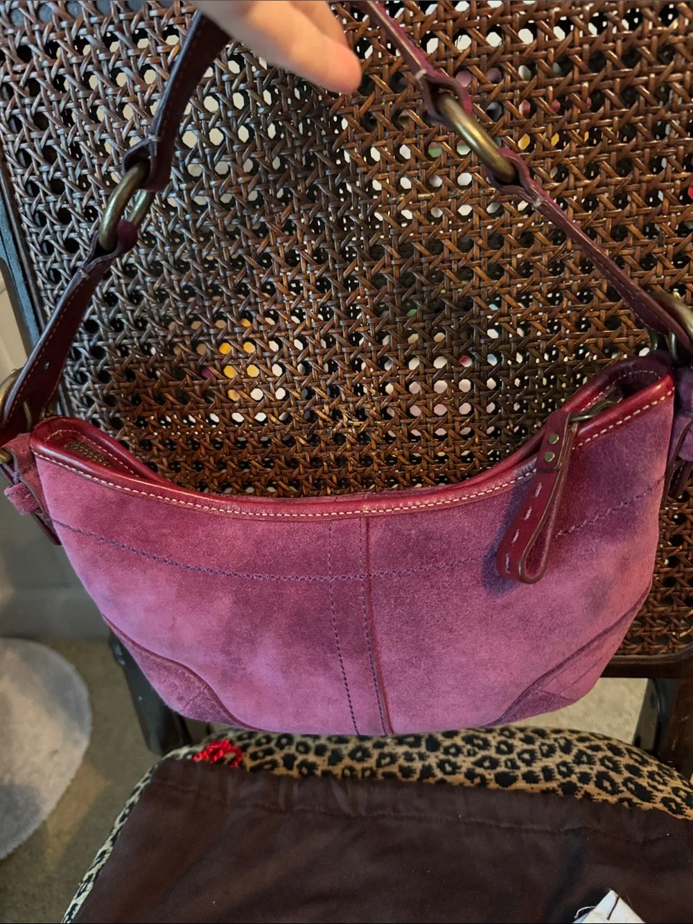Coach Plum Suede mini hobo Bag with Brass Hardware